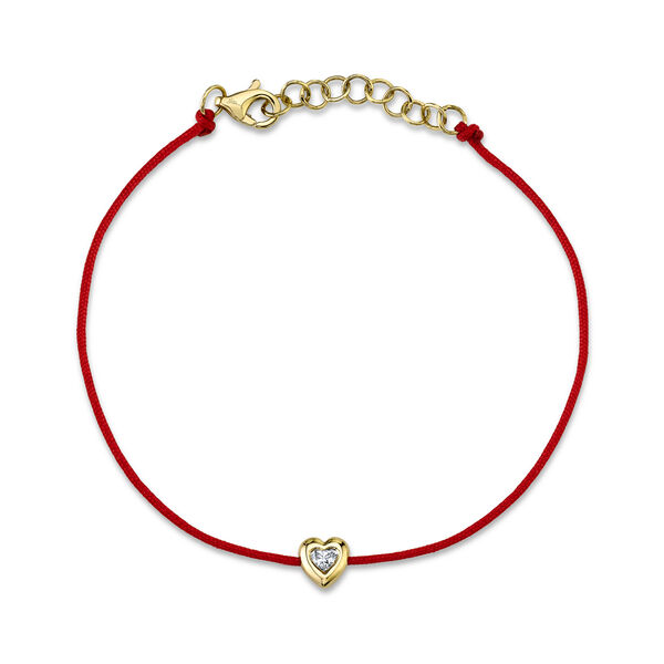 Bailey Yellow Gold and Diamond Heart Cord Bracelet
